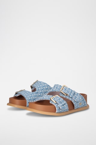 Mules - Argenté, blanc et bleu