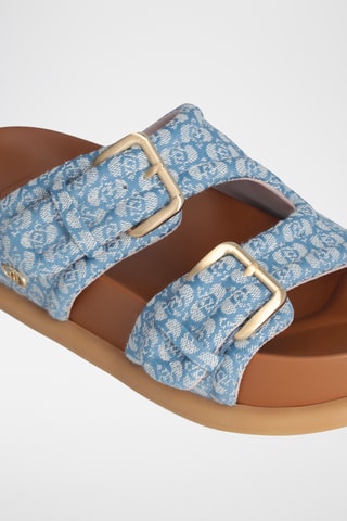Mules - Argenté, blanc et bleu