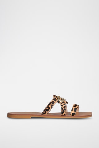 Mules en cuir - Beige et marron