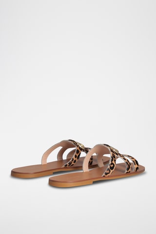 Mules en cuir - Beige et marron