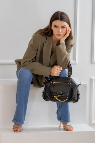 Leren Handtas Mini Odelia - Zwart