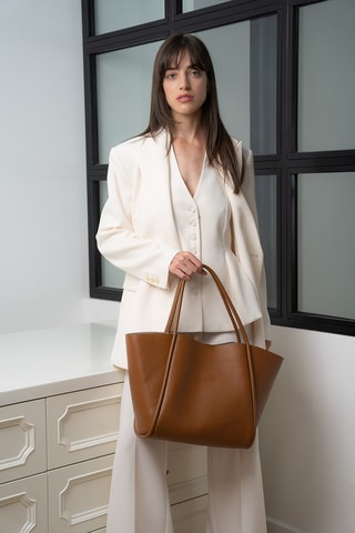 Leren Shopper Stacy - Camel