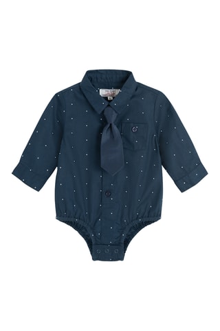 Body-chemise et cravate - Bleu marine