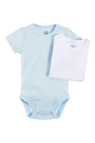 2 bodys en coton biologique Ciel et blanc