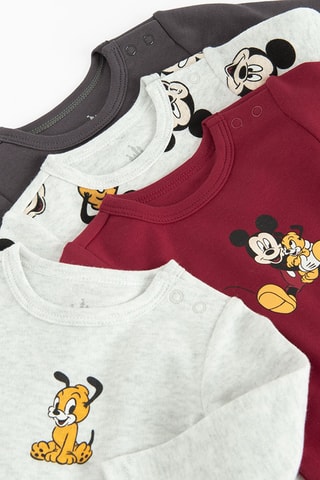 4 bodys Mickey et Pluto Disney - Gris et bordeaux