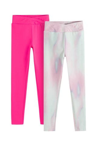 2 leggings - Fuchsia et vert d'eau