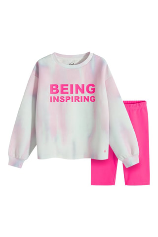 Sweat tie and dye et cycliste - Blanc et fuchsia