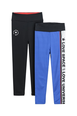 2 leggings - Noir et bleu colbalt