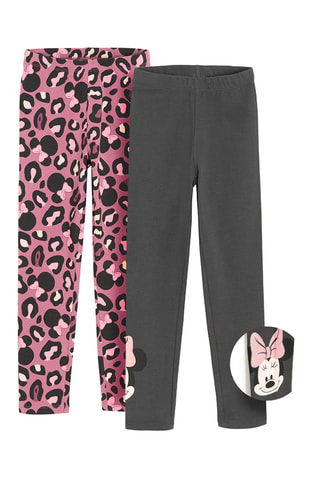 2 leggings Minnie Disney - Fuchsia et noir