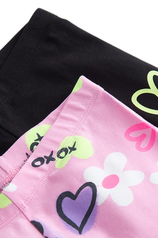 2 leggings - Noir et rose poudré