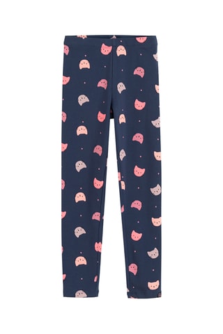 3 leggings - Bleu marine, fuchsia et rose poudré