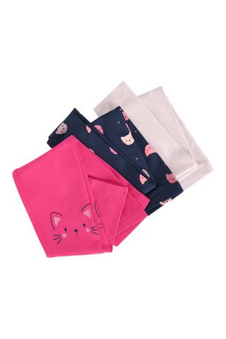 3 leggings - Bleu marine, fuchsia et rose poudré
