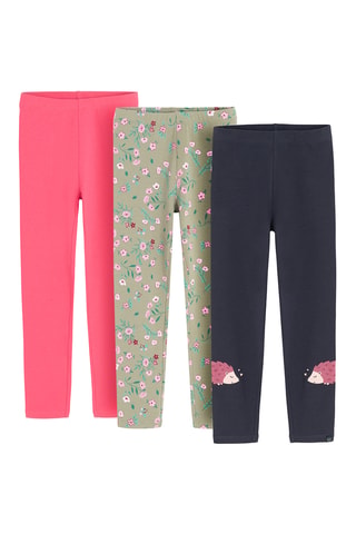 3 leggings - Corail et noir