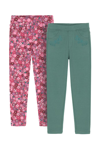 2 jeggings - Fuchsia et vert foncé