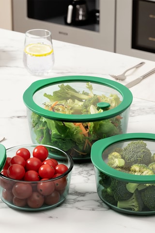 3 boîtes de conservation en verre borosilicate Aloe - 40 / 65 / 95 cl