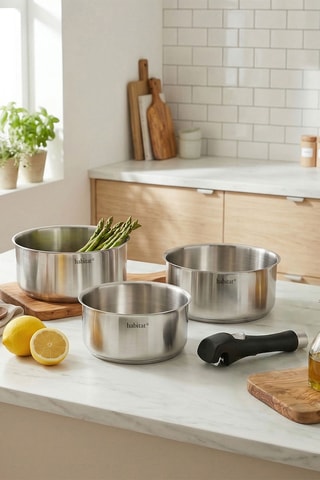 3 casseroles en acier inoxydable avec manche amovible Epure - 1,25 / 2 / 2,5 l