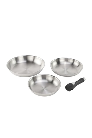 3 poêles en acier inoxydable avec manche amovible Epure - 20 / 24 / 28 cm