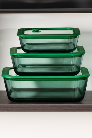 3 boîtes de conservation en verre borosilicate Aloe - 32 / 52 / 80 cl