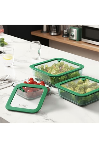 3 boîtes de conservation en verre borosilicate Aloe - 32 / 52 / 80 cl