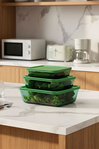 3 boîtes de conservation en verre borosilicate Aloe - 64 cl et 1,05 / 1,52 l