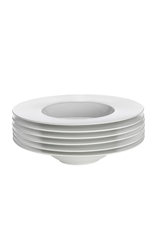 6 assiettes creuses en porcelaine Solène - 23 cm