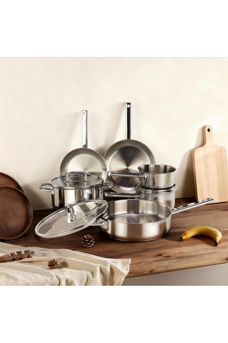Batterie de cuisine en acier inoxydable Epure - 9 pièces