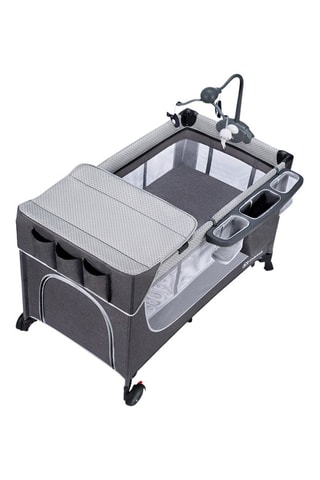 Babybed met Accessoires Leody - Vanaf de Geboorte - Tot 11 kg - Zwart en grijs