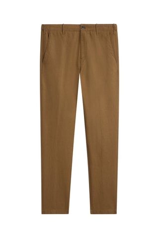 Pantaloni chino in cotone e lino tapered fit - Cammello