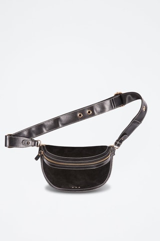 Sac bandoulière en nubuck Essentiel - Noir