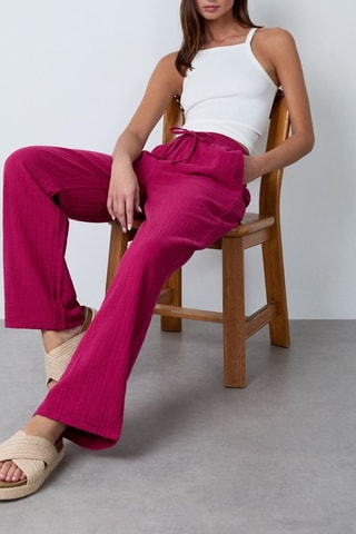 Pantalon taille haute Essentiel - Fuchsia