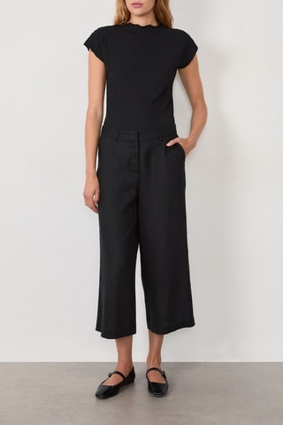 Pantalon 7/8 en lin Timeless Summer - Noir