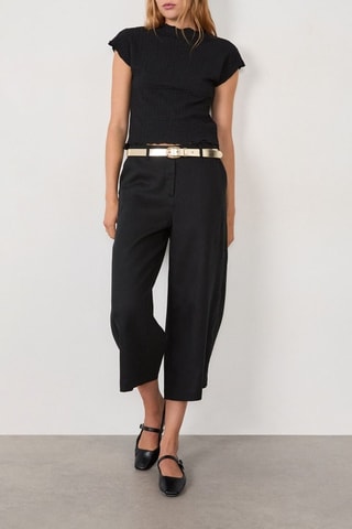 Pantalon 7/8 en lin Timeless Summer - Noir