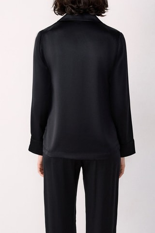 Chemise de pyjama en soie Pearly - Noir