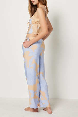 Pantalon pyjama taille haute - Ciel et beige - Etam