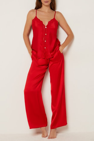 Calças de pijama de cintura alta Erina - Vermelho