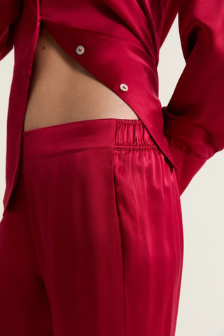 Calças de pijama em seda Pearly - Vermelho