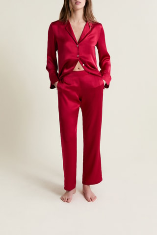 Calças de pijama em seda Pearly - Vermelho