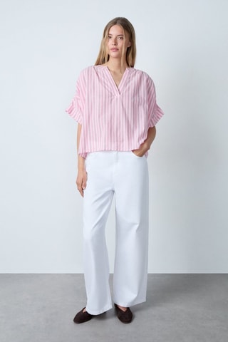 Blouse Vintage St Tropez - Rose et blanc