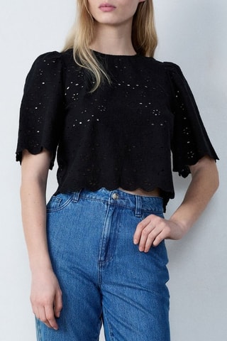 Top en broderie anglaise Capsule - Noir