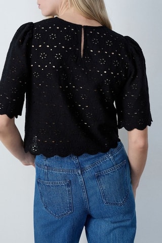 Top en broderie anglaise Capsule - Noir