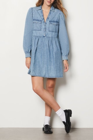 Robe patineuse en jean Boulevard Beaumarchais - Bleu