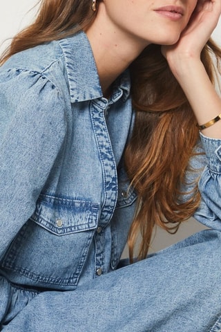 Robe patineuse en jean Boulevard Beaumarchais - Bleu