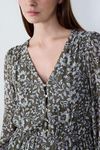 Vestido midi Marche Aux Fleurs - Caqui
