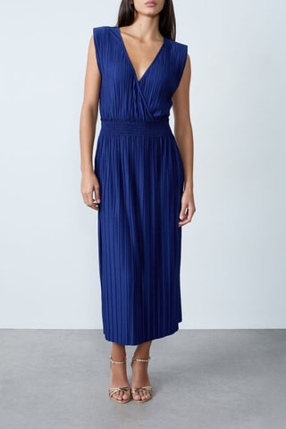 Vestido plissado Mordern Gypset - Azul-marinho