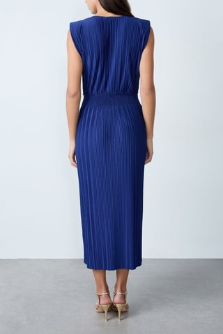 Vestido plissado Mordern Gypset - Azul-marinho
