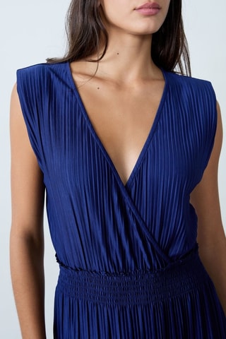 Vestido plissado Mordern Gypset - Azul-marinho