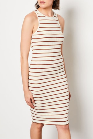 Robe droite - Marron et blanc