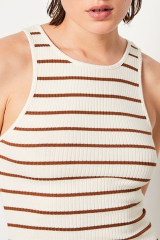 Robe droite - Marron et blanc