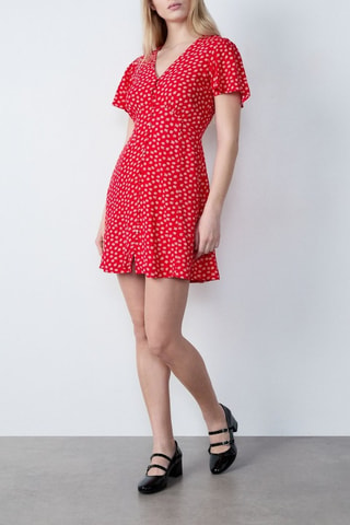 Robe chemise Capsule Fleurs - Rouge et blanc
