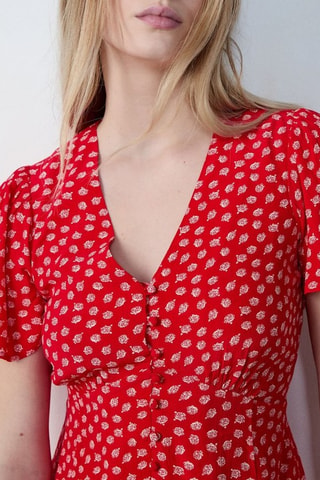 Robe chemise Capsule Fleurs - Rouge et blanc
